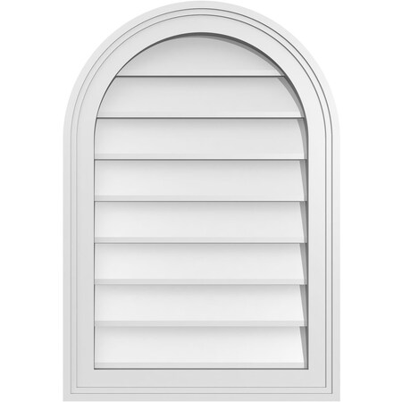 Ekena Millwork Round Top Surface Mount PVC Gable Vent w/ 2"W x 1-1/2"P Brickmould Frame, 18"W x 26"H GVPRT18X2602SN